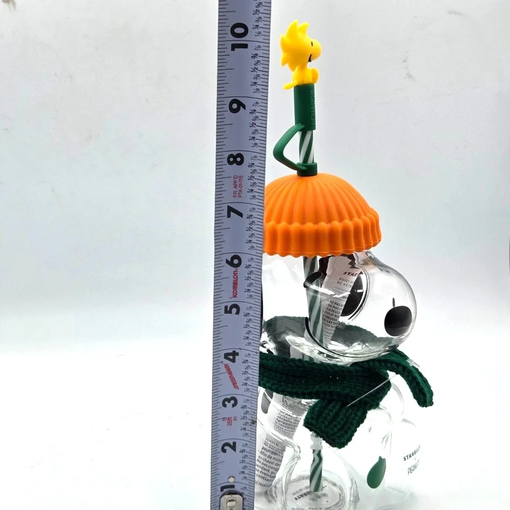 Starbucks x Peanuts Snoopy Glass Cup Clear w/ Orange Lid & Straw